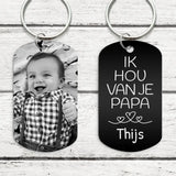 Papa - Ouders-Sleutelhanger (Gegraveerd-Zwart/Wit)