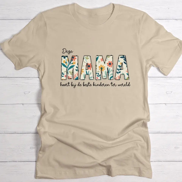 Beste mama - Gepersonaliseerde bloemen T-shirt voor mama en oma