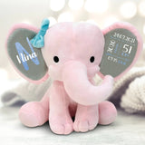 Voor de geboorte - Knuffelolifant personaliseerbaar
met geboortedatum en naam voor pasgeborenen