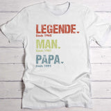 Legende, Man, Papa en Opa - Gepersonaliseerd T-shirt voor Papa en Opa