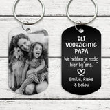 Rij voorzichtig - Gepersonaliseerde Sleutelhanger voor je dierbaren (Gegraveerd - Zwart/Wit)