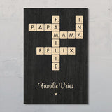 Scrabble - Gepersonaliseerde familieposter met namen in Scrabble-design