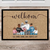 Wij - Gepersonaliseerde deurmat met schattige tekening voor het hele gezin