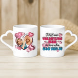 Witte mok met hartvormig oor en gepersonaliseerde naam – romantisch cadeau van Love & Faith