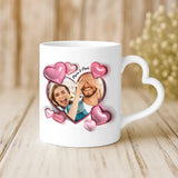 Witte mok met hartvormig oor en gepersonaliseerde naam – romantisch cadeau van Love & Faith