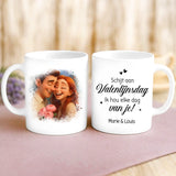 Witte mok met persoonlijke tekst en naam – handgemaakt door Love & Faith