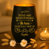 persoonlijk cadeau - zwart-goud windlicht met naamgravure - handgemaakt door Love & Faith