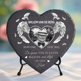 Schieferherz mit personalisiertem Aufdruck - UV-beständig und wetterfest - als Geschenk zur Erinnerung von Love & Faith 1