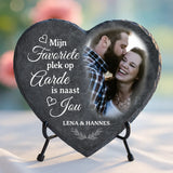 Schieferherz mit personalisiertem Aufdruck - UV-beständig und wetterfest - als Geschenk zur Erinnerung von Love & Faith 1