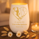 Persoonlijk cadeau - wit-goud windlicht met naamgravure - handgemaakt door Love & faith