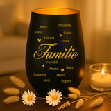 persoonlijk cadeau - zwart-goud windlicht met naamgravure - handgemaakt door Love & Faith