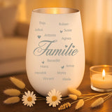 Persoonlijk cadeau - wit-zilver windlicht met naamgravure - handgemaakt door Love & Faith