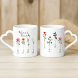 Witte mok met hartvormig oor en gepersonaliseerde naam – romantisch cadeau van Love & Faith