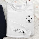 Mama - Sweater voor ouders en grootouders met een modern ontwerp en kindernamen