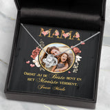 Ouders-ketting voor mama in S925 sterling zilver met zirkonia kristal, verstelbaar met karabijnsluiting en elegant – Motiv 7