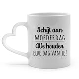 Witte keramische mok met persoonlijke opdruk en namen – Onze moeder design – Motiv 6