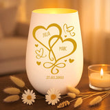 Persoonlijk cadeau - wit-goud windlicht met naamgravure - handgemaakt door Love & faith