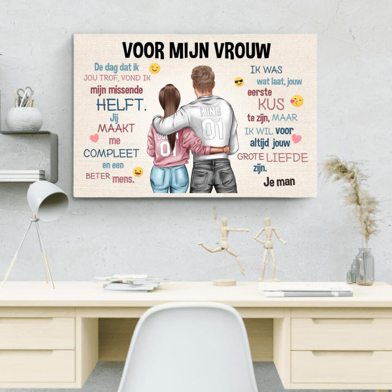 Emoji Love (voor haar) - Koppel canvas