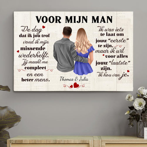 Gepersonaliseerde koppel canvas Voor mijn lief met namen en foto, horizontaal formaat – Motiv 2