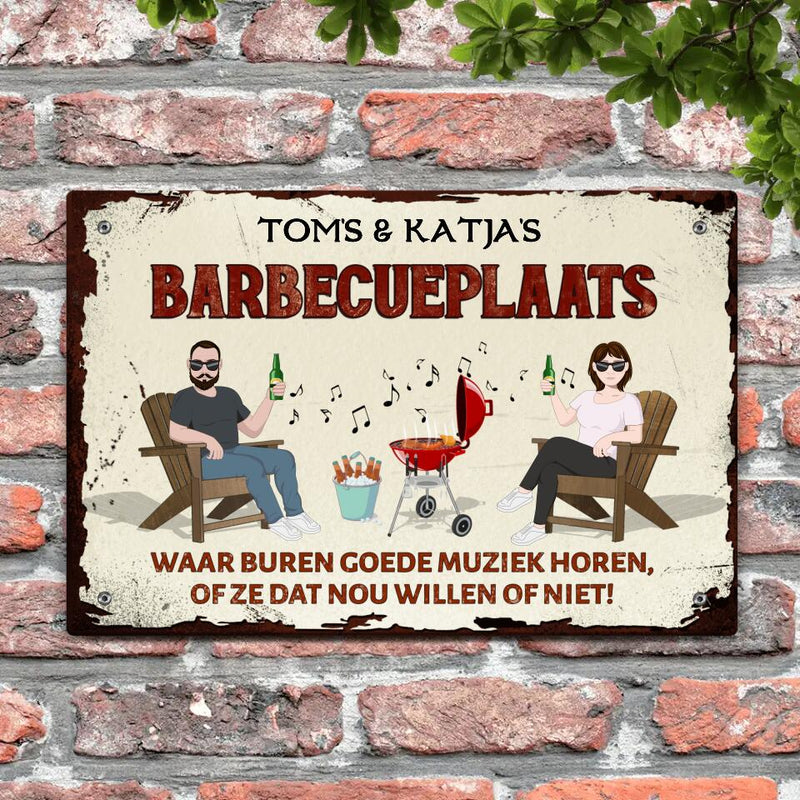 Onze barbecueplaats - Outdoor Deurbord