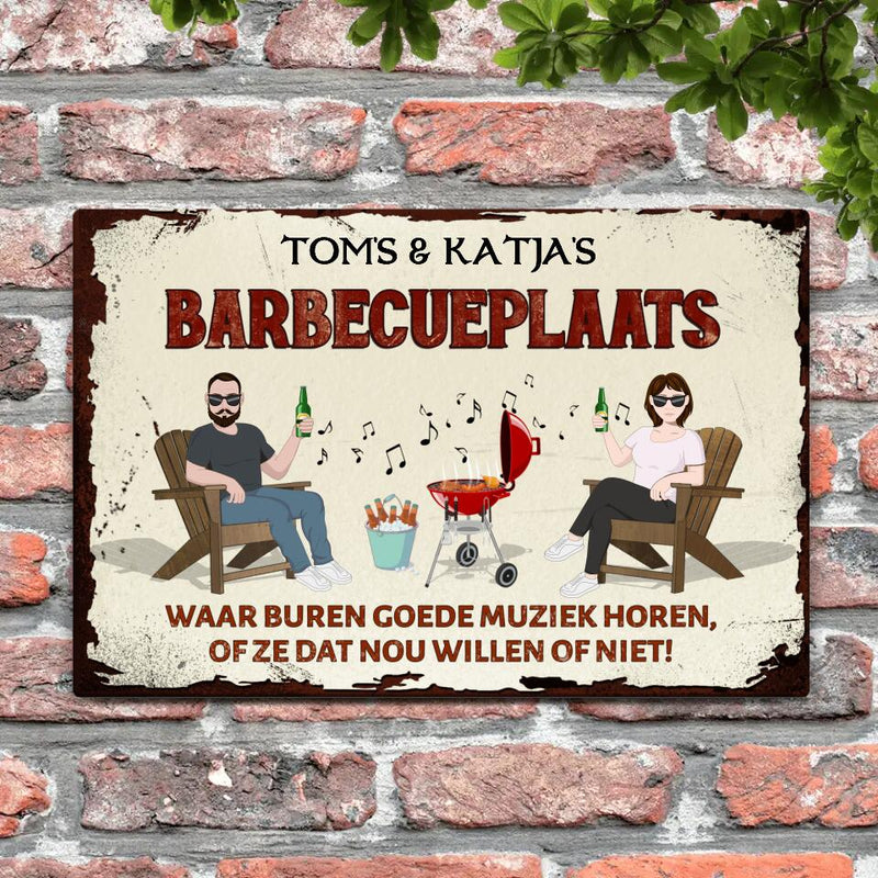 Onze barbecueplaats - Outdoor Deurbord