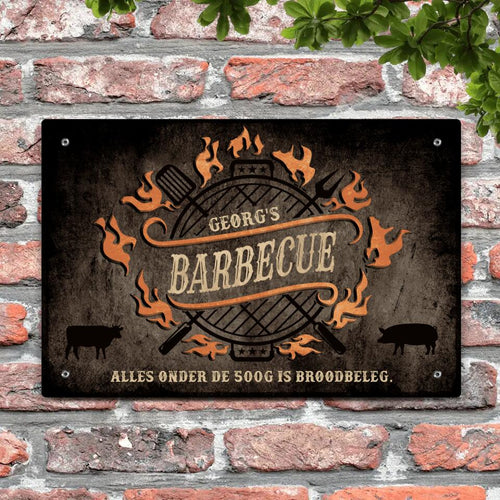 Gepersonaliseerd BBQ Outdoor-Deurbord horizontaal met levendige kleuren - duurzaam Alu-Dibond schild voor binnen – Motiv 2