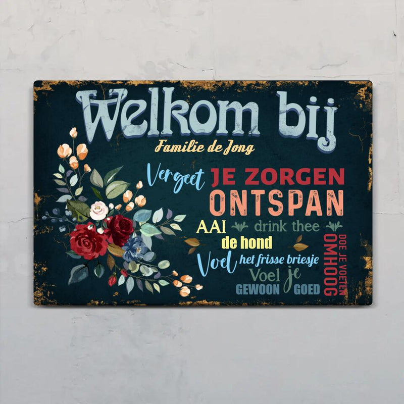 Welkom bij- Ingang Deurbord