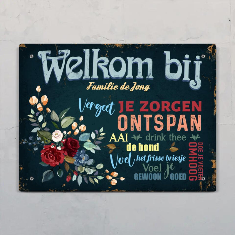 Welkom bij- Ingang Deurbord