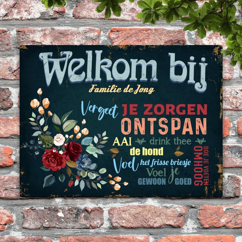 Welkom bij- Ingang Deurbord