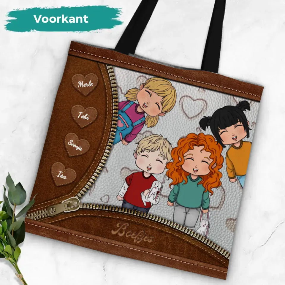 Ouders-draagtas Boefjes met persoonlijke naamopdruk, scheurvaste polyester draagtas