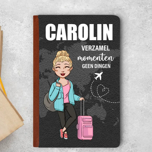 Gepersonaliseerde paspoorthoes met eigen naam en design in PU-leer – Motiv 2