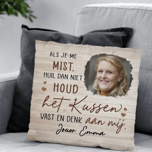 Gepersonaliseerd familie-kussen met namen, zacht pluche design Altijd Bij Je – Motiv 2