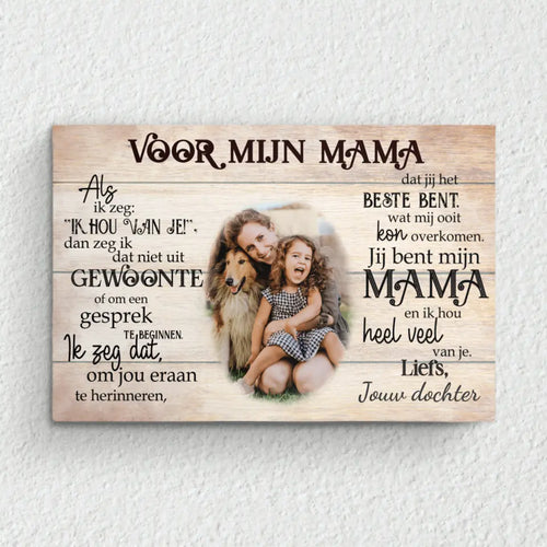 Gepersonaliseerde canvas Voor onze mama met namen en foto's, houten lijst