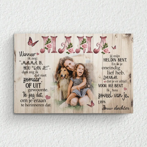 Gepersonaliseerde Mama - Ouders Canvas met familienamen en foto's in helder kleurenschema
