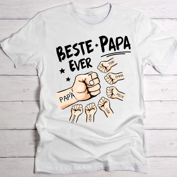 Beste Papa Ever - Gepersonaliseerd T-Shirt voor Papa