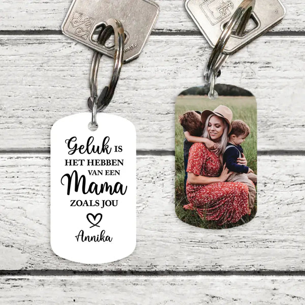 Geluk is...- Gepersonaliseerde sleutelhanger voor mama met foto