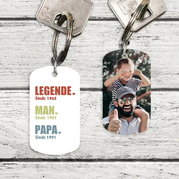 Legende, Man, Papa en Opa - Gepersonaliseerd Sleutelhanger voor Papa en Opa