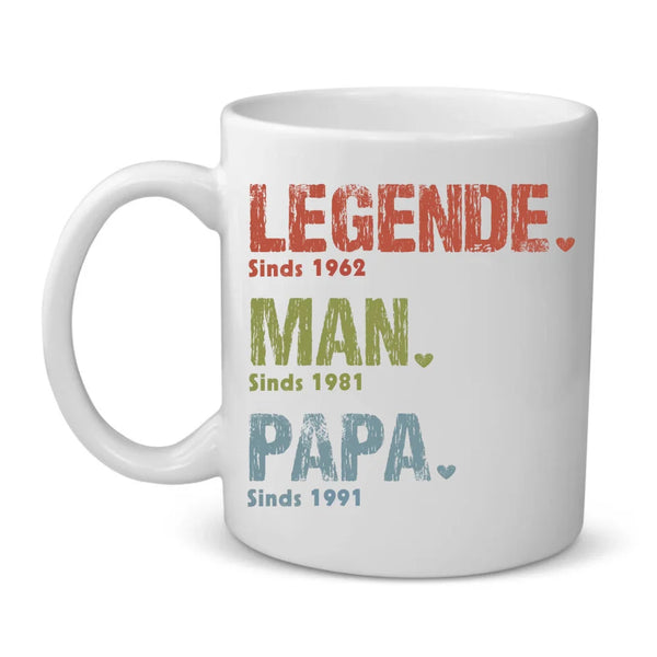 Legende, Man, Papa en Opa - Gepersonaliseerd mok voor Papa en Opa