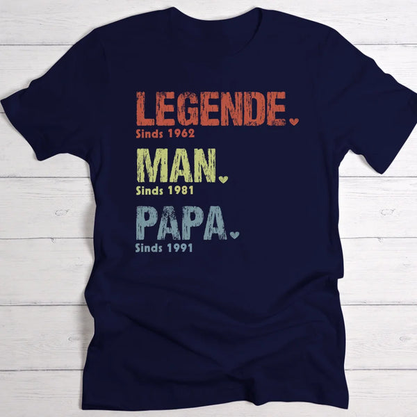 Legende, Man, Papa en Opa - Gepersonaliseerd T-shirt voor Papa en Opa