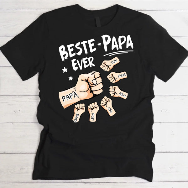 Beste Papa Ever - Gepersonaliseerd T-Shirt voor Papa zwart/navy