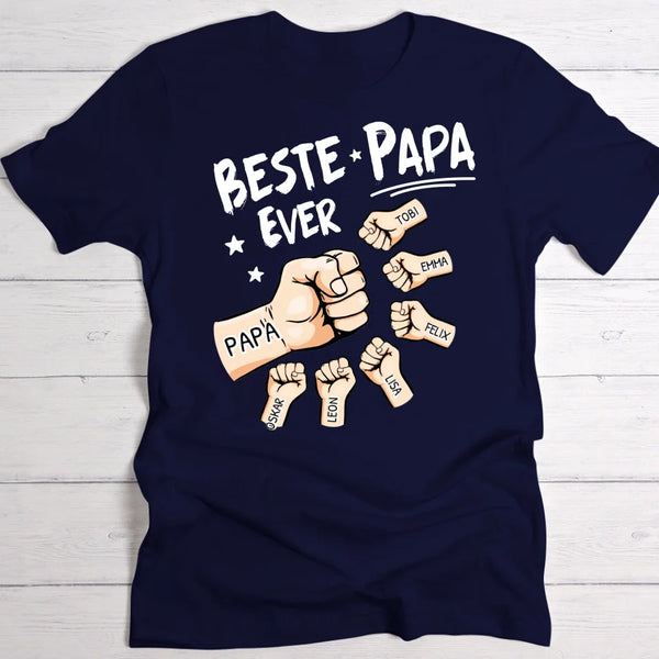 Beste Papa Ever - Gepersonaliseerd T-Shirt voor Papa zwart/navy