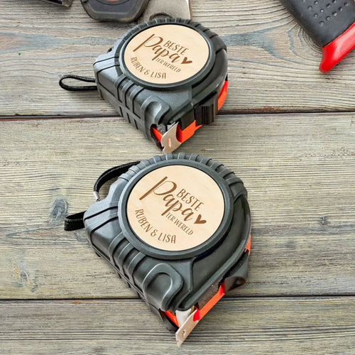Gepersonaliseerd metermaß 'Beste Papa ter Wereld' met aangepaste namen en design, 5 meter meetlint met – Motiv 2