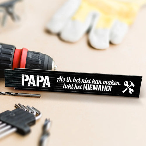 Houten zollstock Als papa het niet kan met personaliseerbare opdruk, 2 meter meetlint