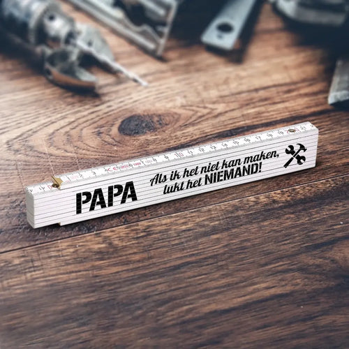 Houten zollstock Als papa het niet kan met personaliseerbare opdruk, 2 meter meetlint – Motiv 2