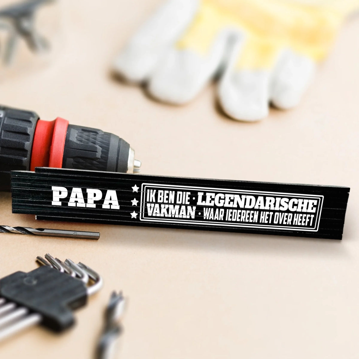 Houten zollstock bedrukken met personaliseerbare opdruk Legendarische vakman, 2 meter meetlint