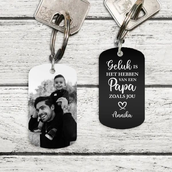 Geluk - Ouders-Sleutelhanger (Gegraveerd-Zwart/Wit)