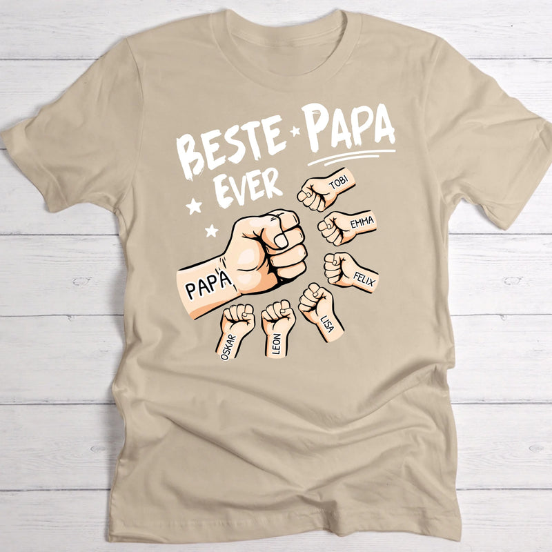 Beste Papa Ever - Gepersonaliseerd T-Shirt voor Papa zwart/navy
