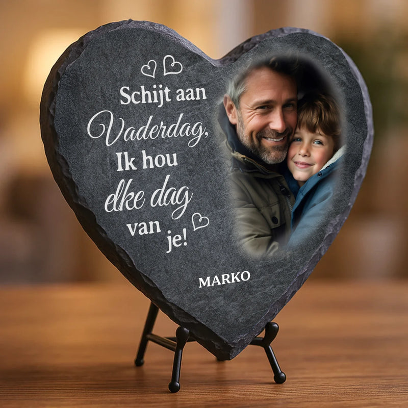 Leisteen hart met persoonlijke opdruk – uv-bestendig en weerbestendig herinneringscadeau van Love & Faith Leisteen hart met persoonlijke gravure – uv-bestendige en weerbestendige gedenkgeschenk van Love & Faith