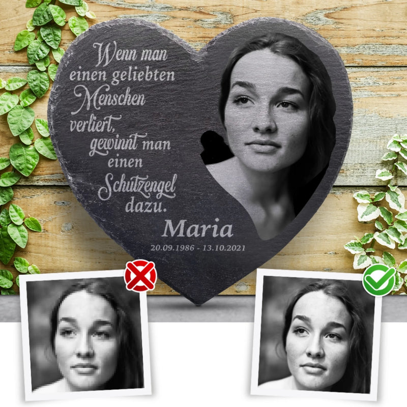 Voor altijd - Gepersonaliseerd leisteen hart als aandenken aan overledene