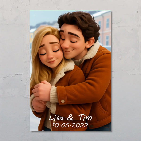 Cartoon Love - Gepersonaliseerde poster met 3D-cartoon effect in stripstijl